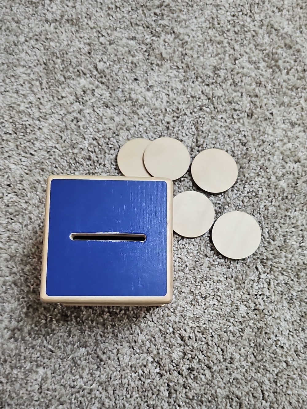 Montessori Wooden Coin Bank with Natural Wooden Coins